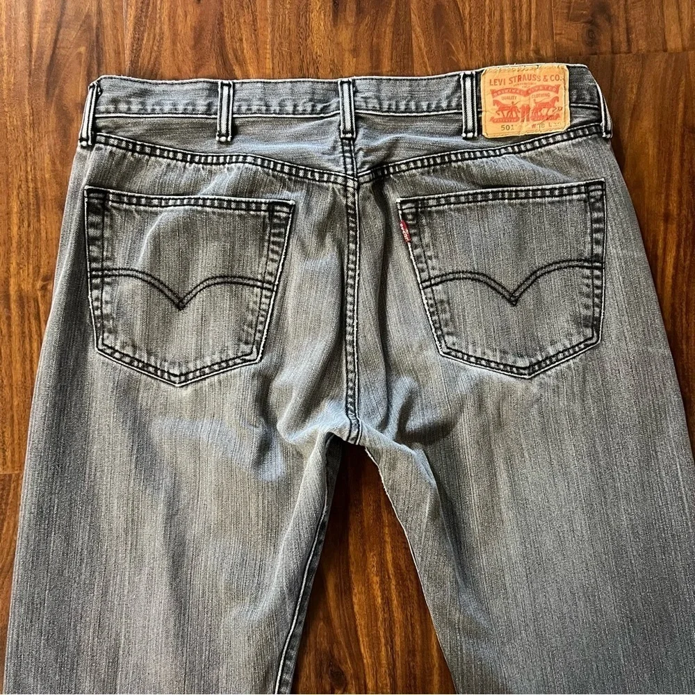 Levi’s 501 Straight Leg Faded Black Button Fly Jeans size 38 x 30
